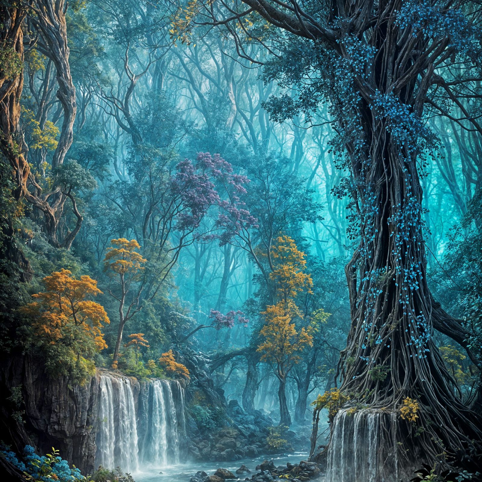 Whimsical Blue Fantasy Realm