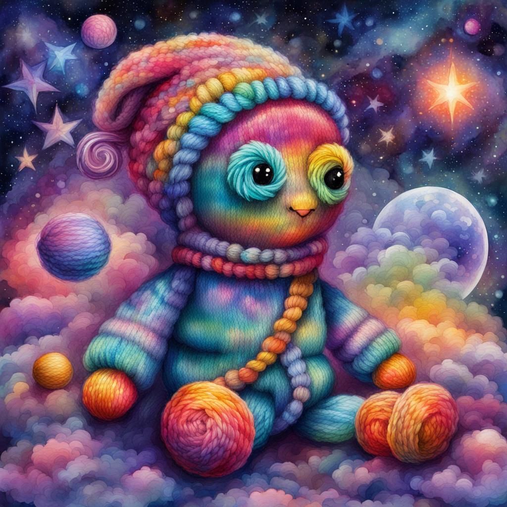 Knitted Toys in Watercolour Graffiti Style