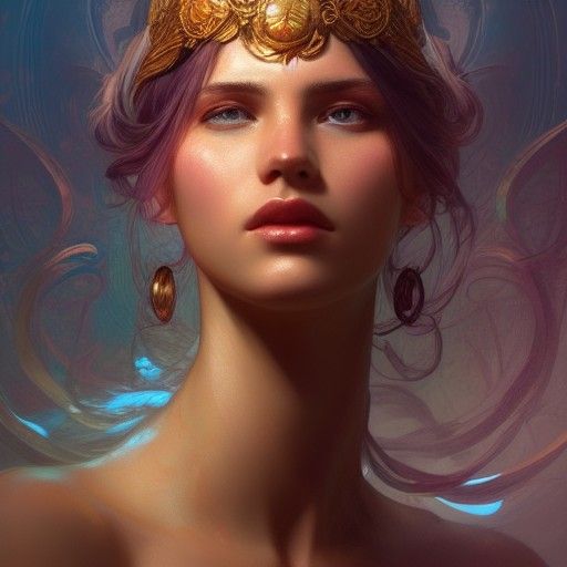 Goddess of Hidden Feelings: Detailed Digital Portrait