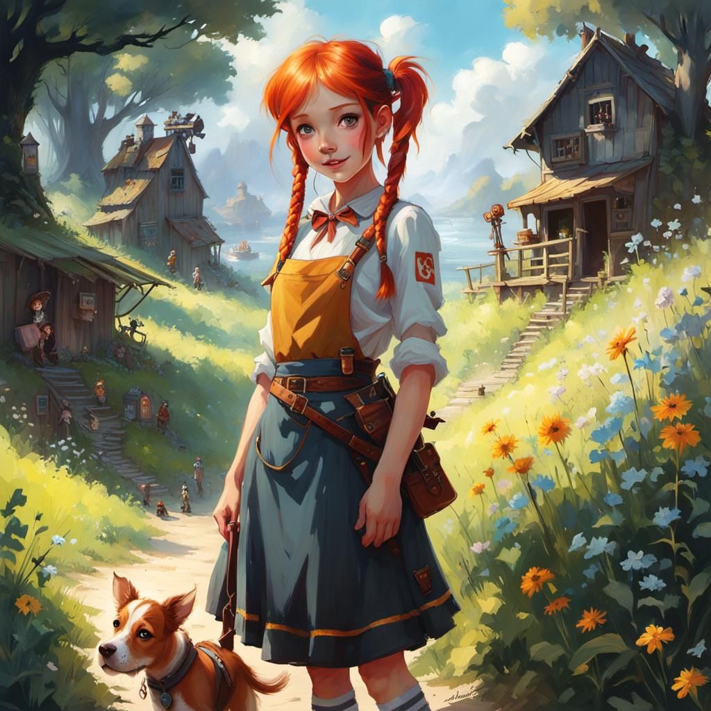 Dog and Pippi Longstocking