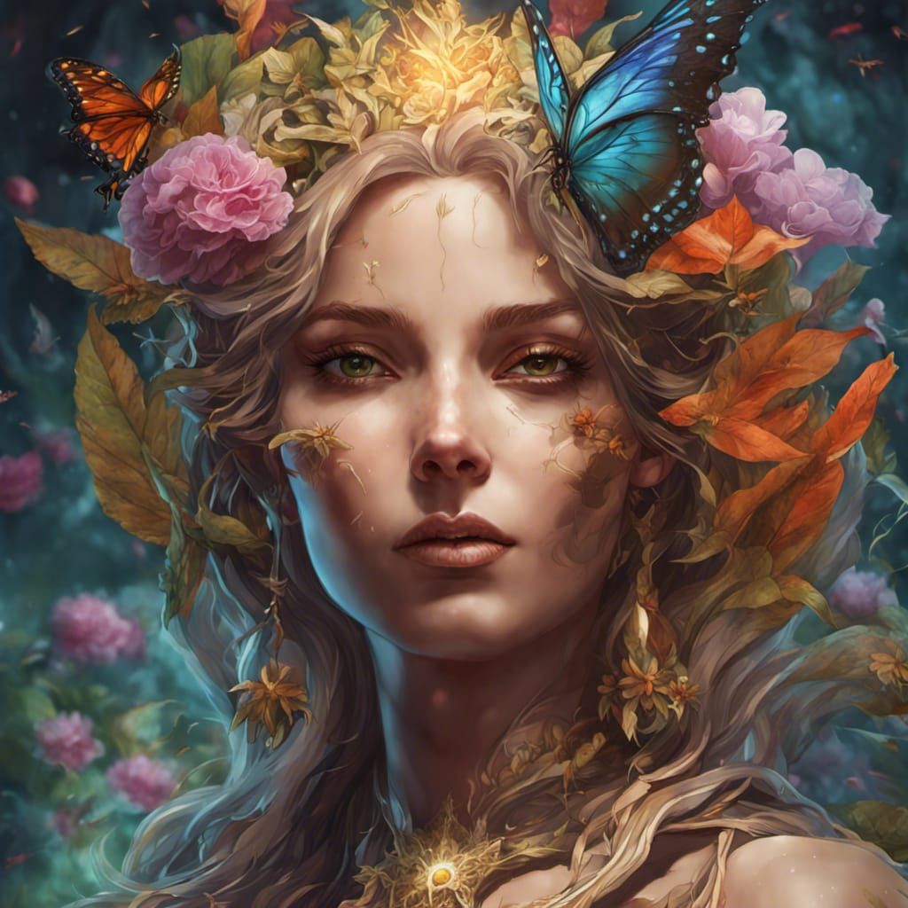 Nature Empress Tarot Card in Dark Fantasy Style