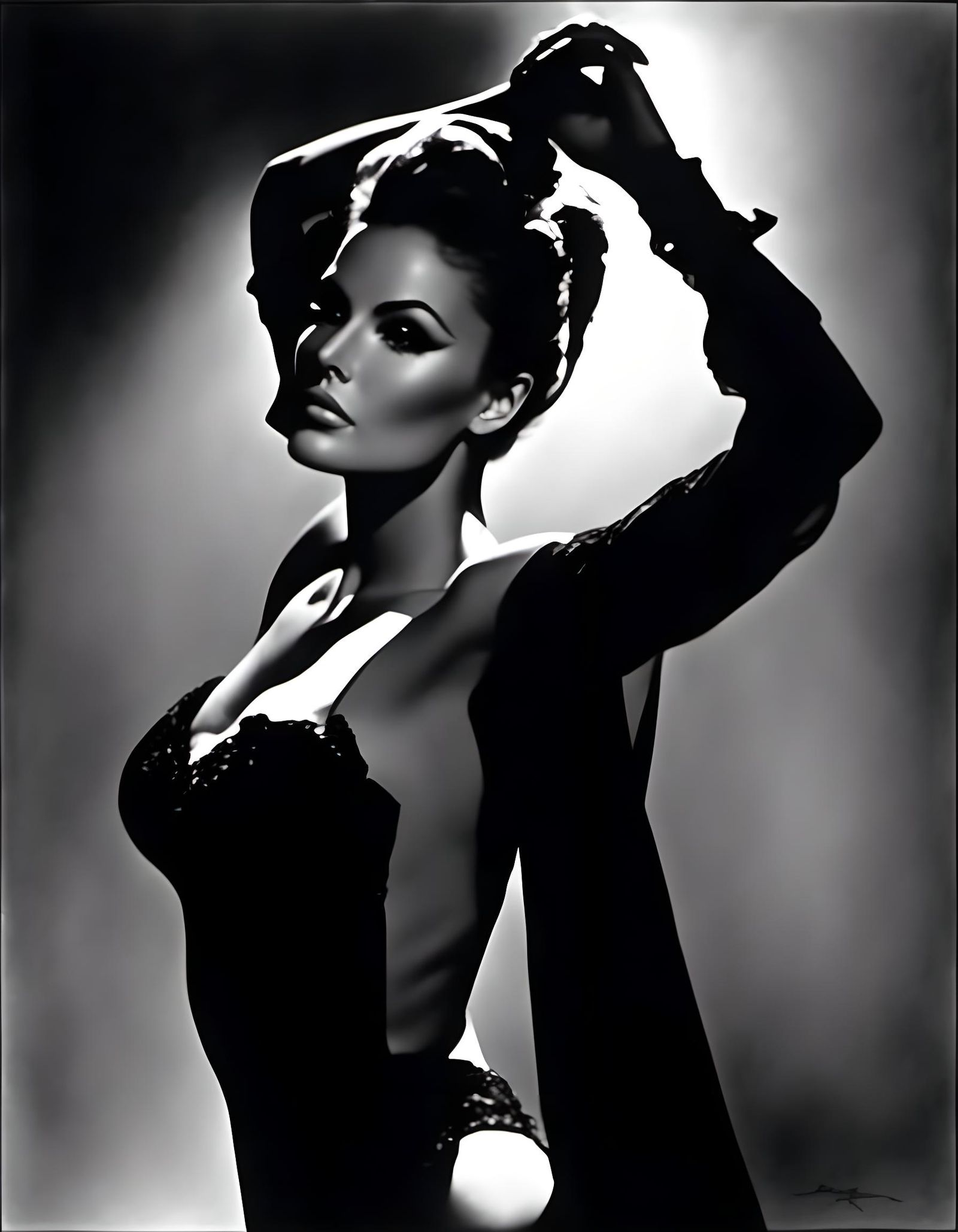 Noir Silhouette of a Dancer in Romantic Light