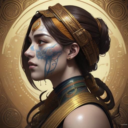 Intricate Portrait with Volumetric Lighting