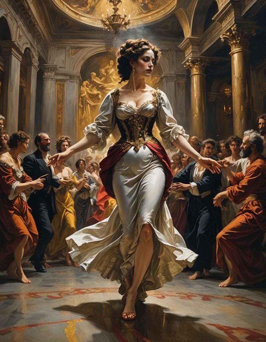 Salome's Dance: Biblical Scene in Oil on Canvas