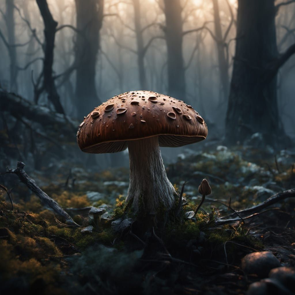 Surreal Hyperrealism: A Dreamlike Death Cap Mushroom