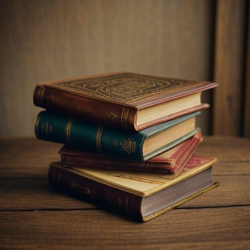 Vintage Leather Tomes in Golden Lighting