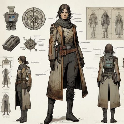 Confident Space Captain in Weathered Star Wars Attire