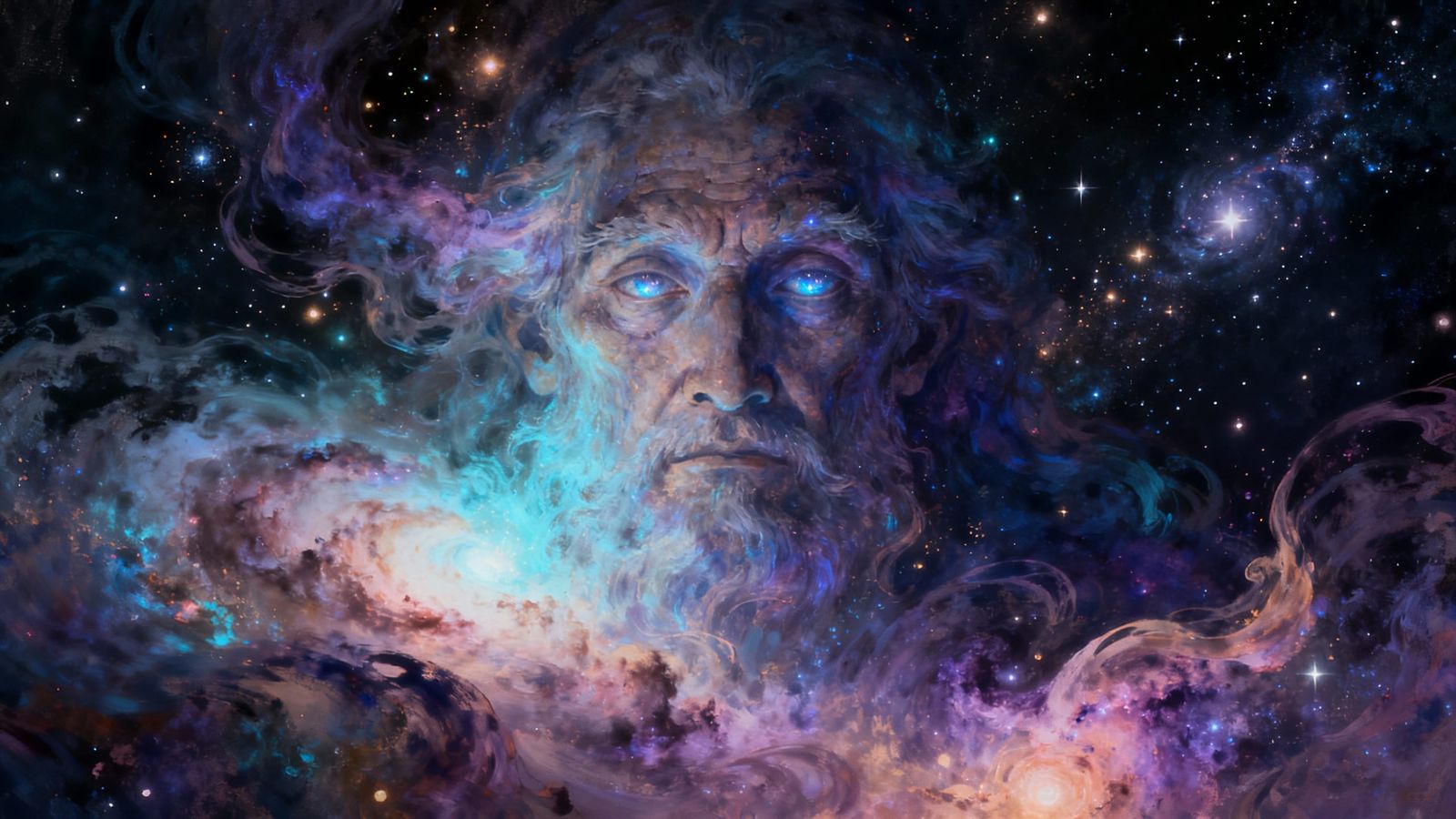 Cosmic Entity Portrait in Abstract Expressionist Style