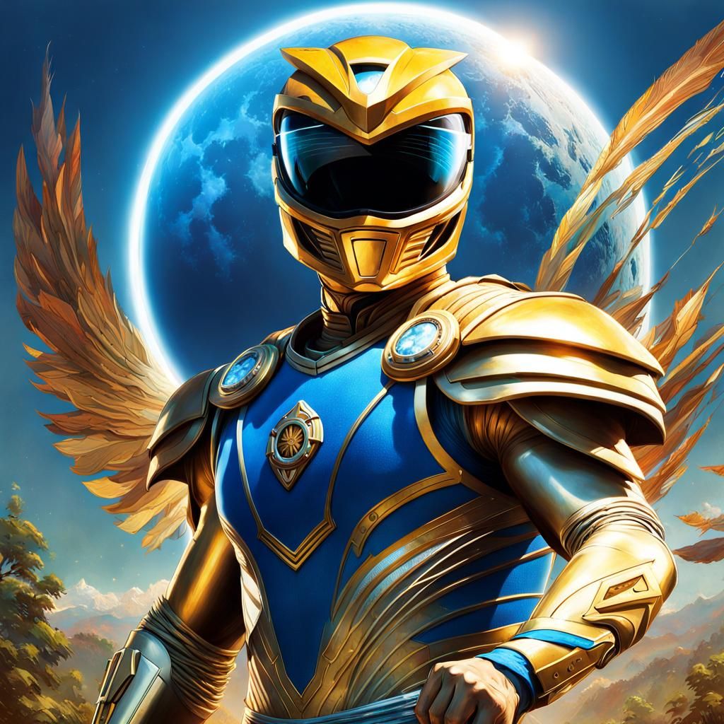 Blue Power Ranger During Solar Eclipse Digital Art