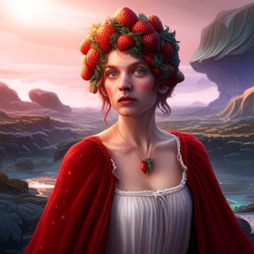 Strawberry Woman: Detailed Fantasy Concept Art