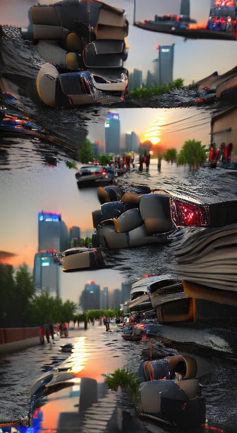 Shanghai Sunset: Flooding and Overturned Cars