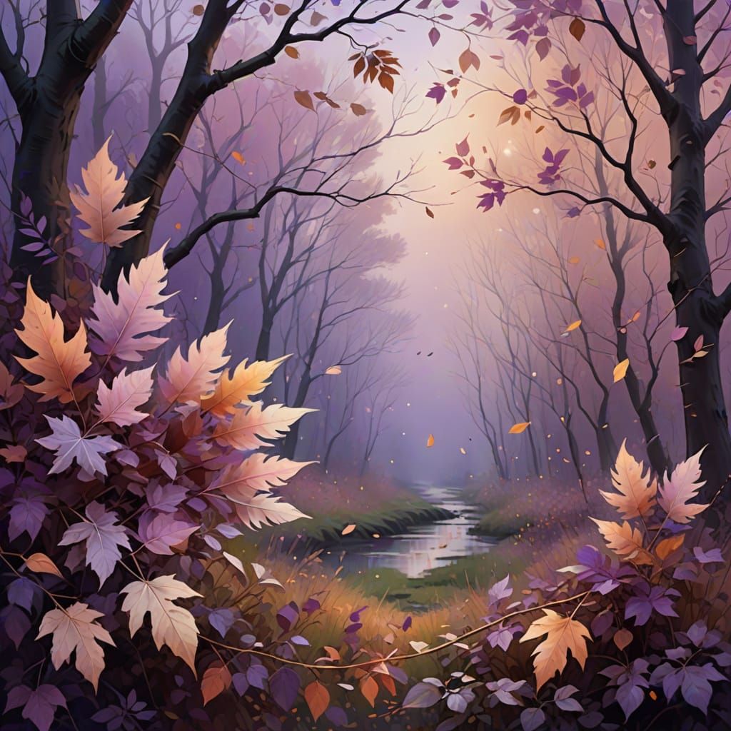 Magical Autumn Leaves in Rose and Violet Hues