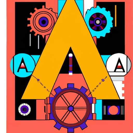 Geometric Bauhaus Letter A with Gear, Pop Art