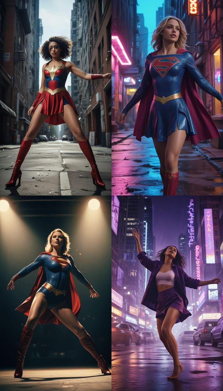 Cinematic Super Girl Dancing Funk, Film Grain