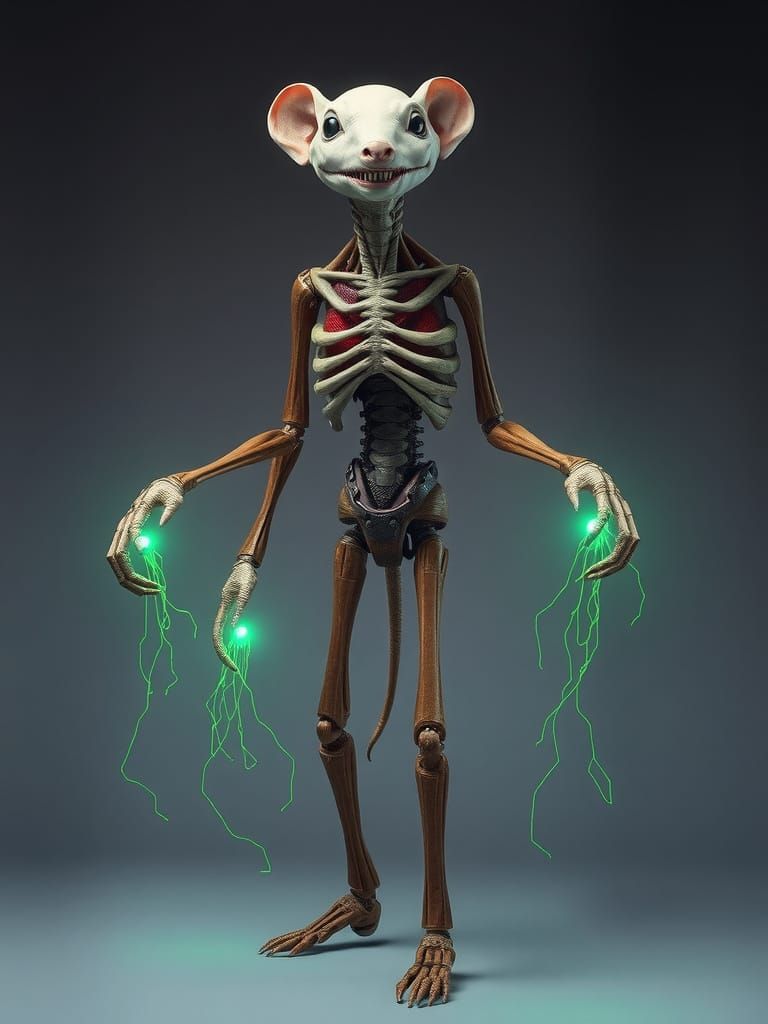 Eerie Biomechanical Humanoid with Plasma Limbs