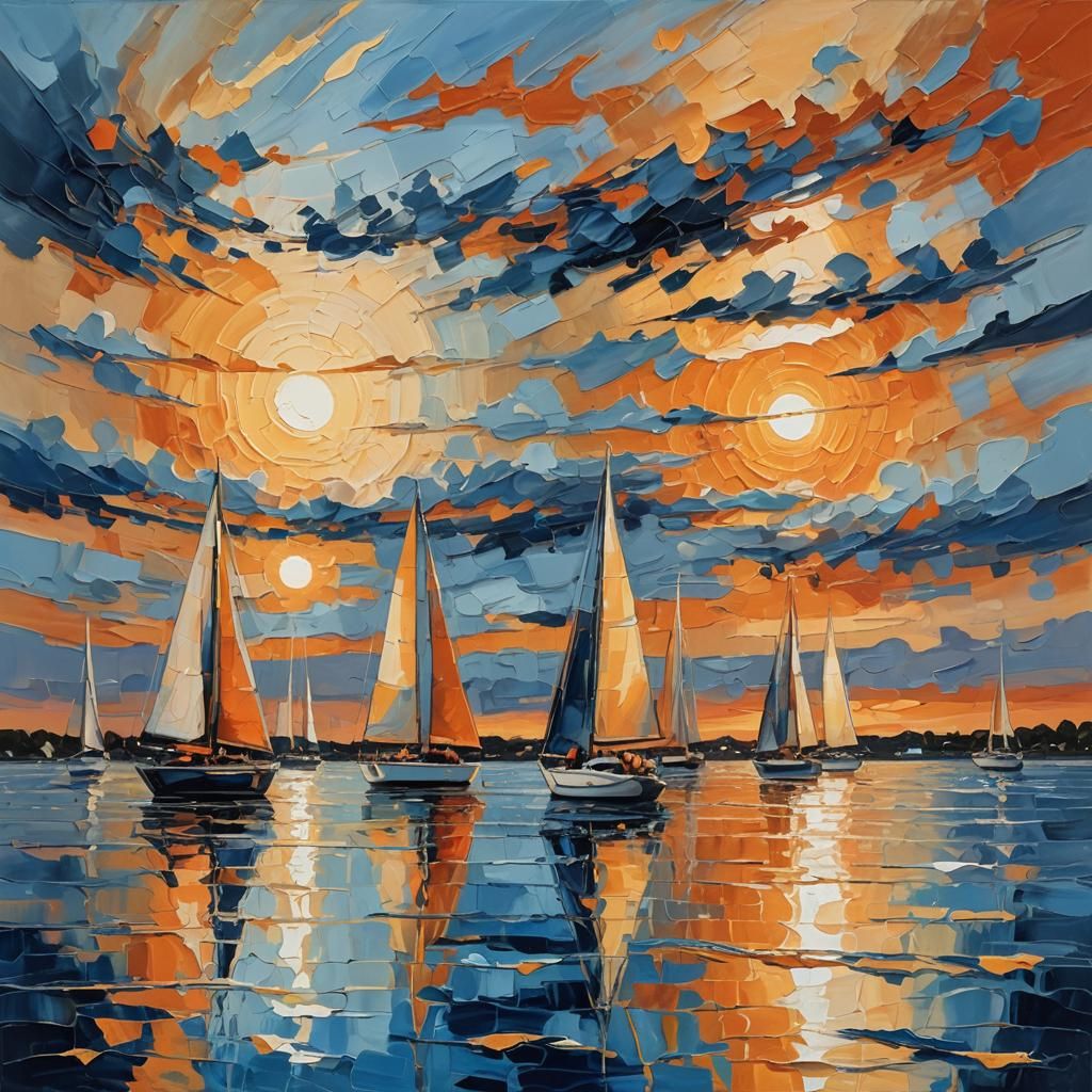 Vibrant Abstract Sunset Over Water