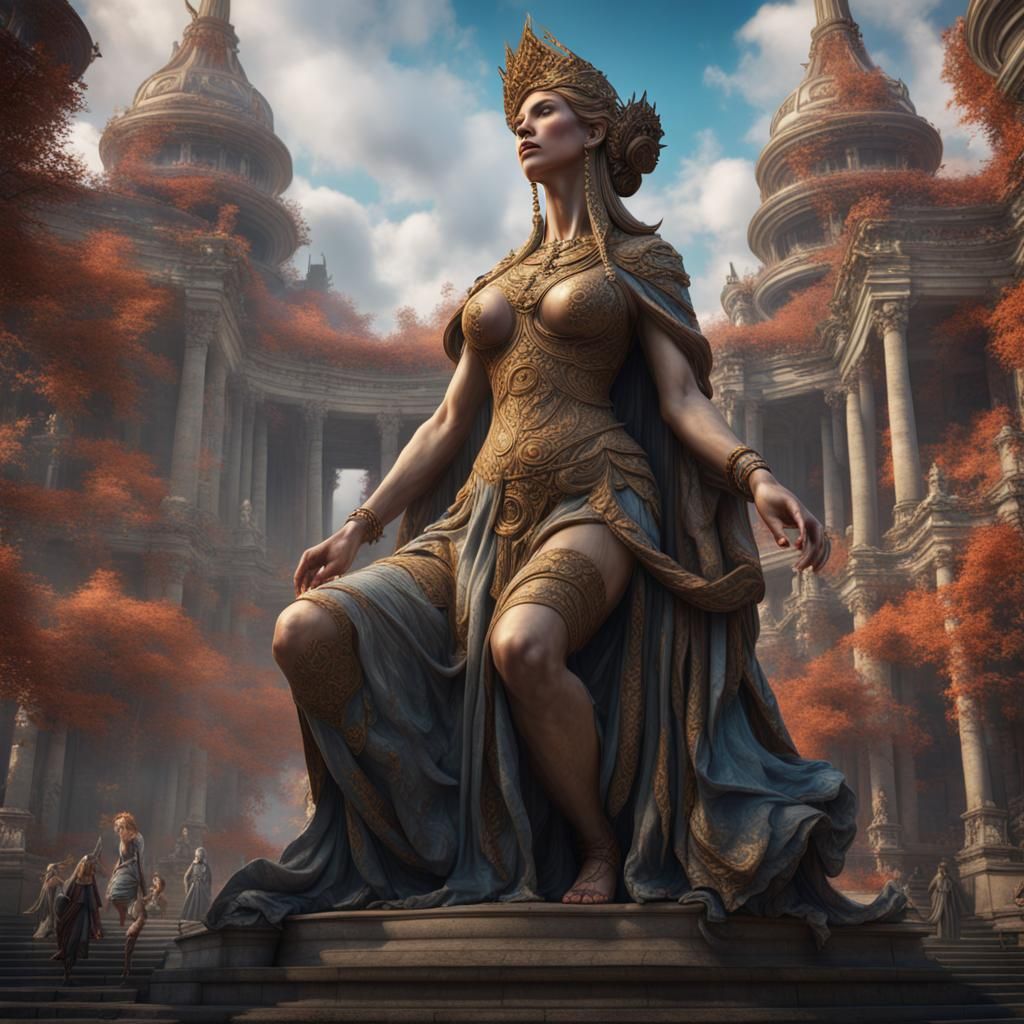 Gigantic Woman Statue Concept Art in 8K