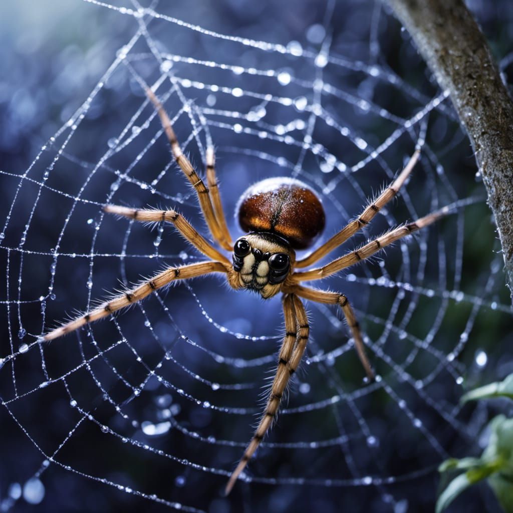 Enchanted Spider Queen on Jeweled Web in Fantasy Illustratio...