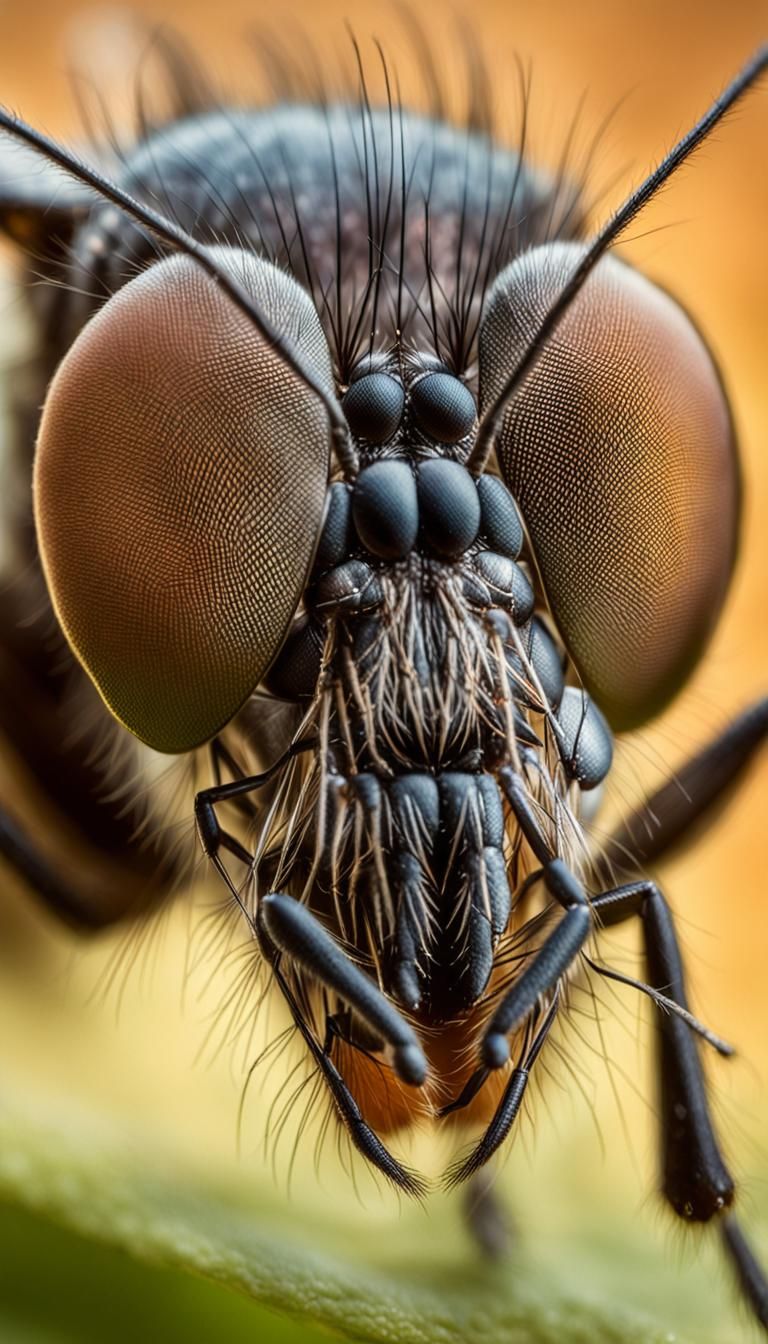 Detailed Macro Portrait of a Mosquito Face