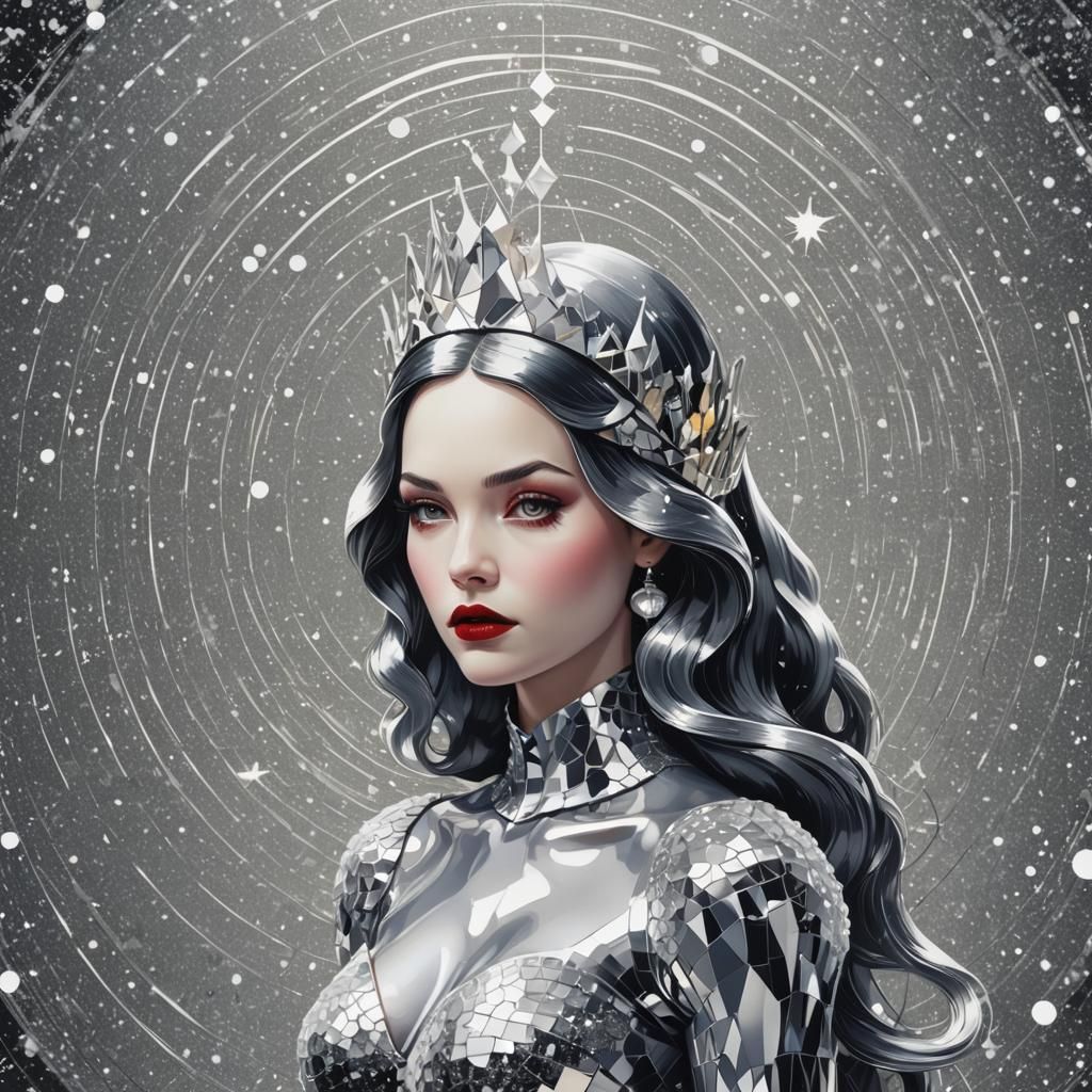 Snow White Space Mermaid in Pop Art Style