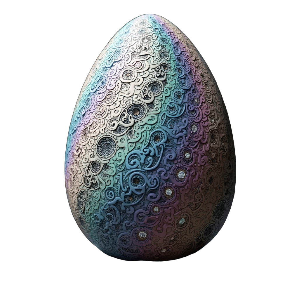 Abstract Unicorn Egg with Fractal Zentangle Design