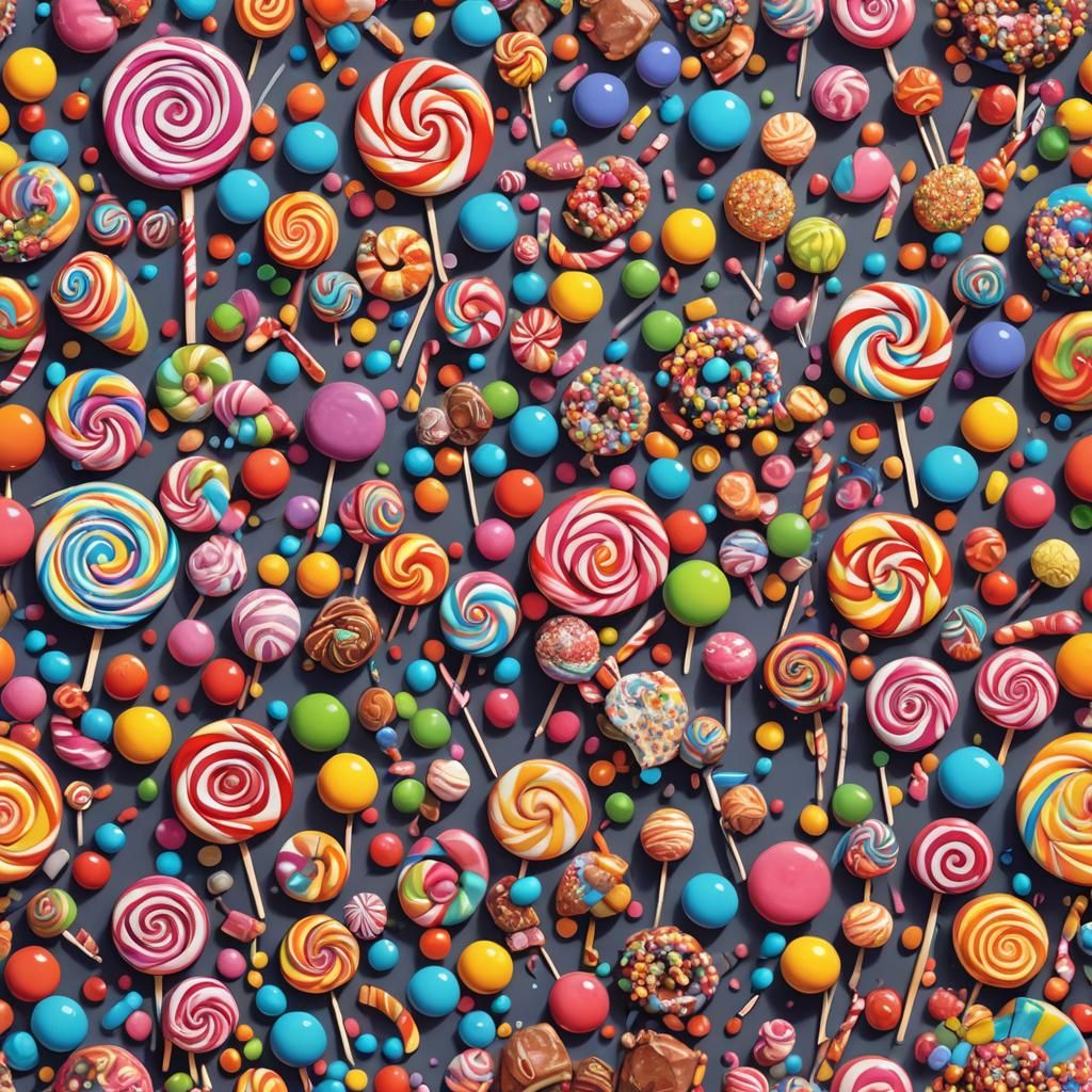Whimsical Candy Art in Hyperrealistic Style
