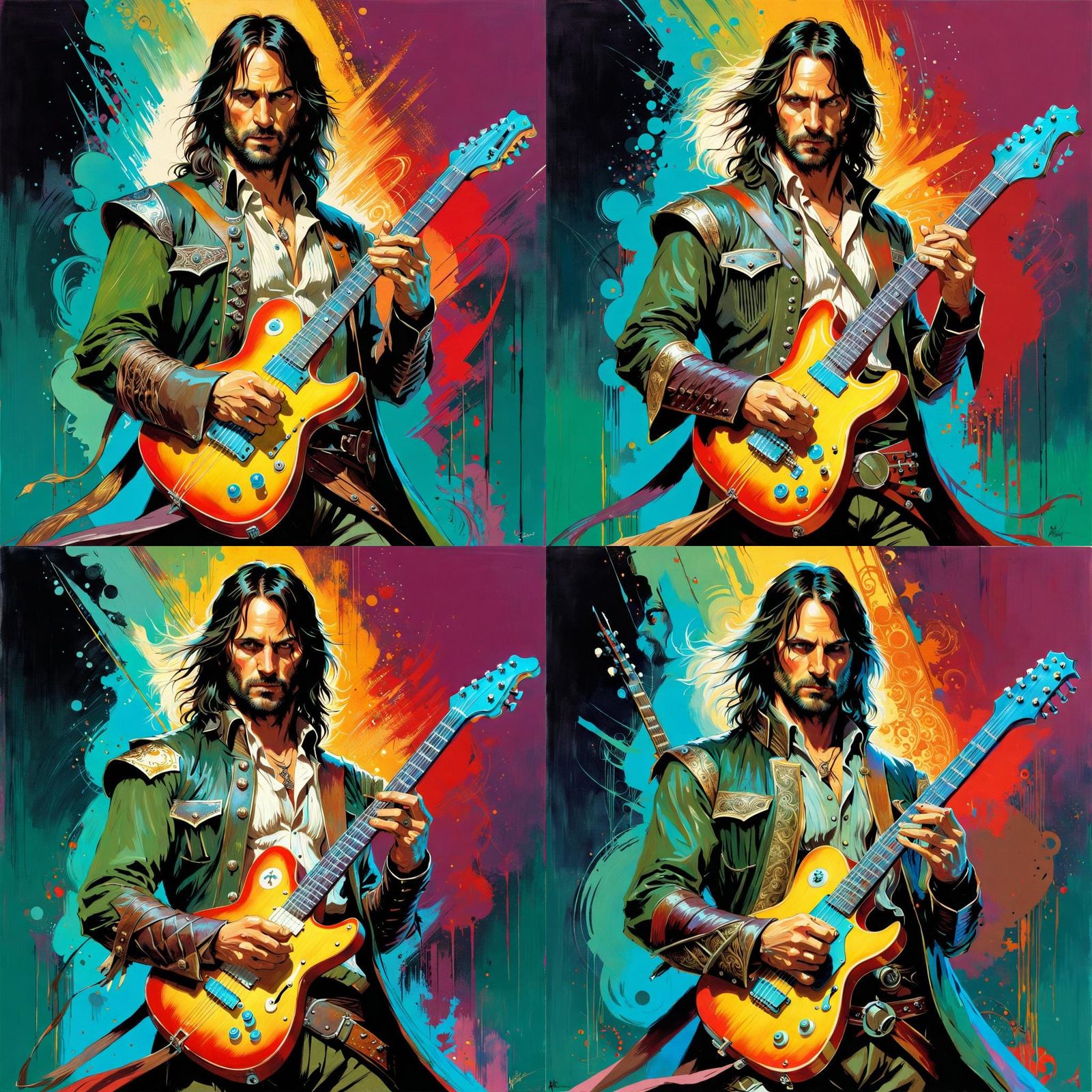 Aragorn as Rock Star in Pin-Up Style