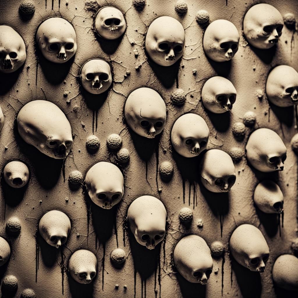 Dystopian Wall of Sorrow: Surreal Vintage Horror