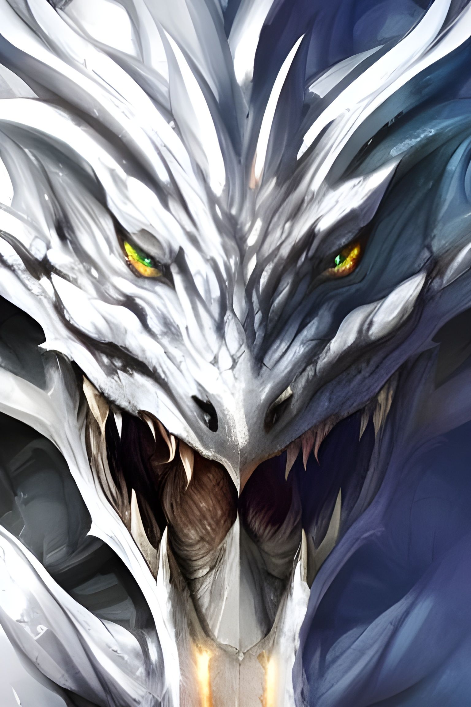 Hyperdetailed White Dragon Portrait in 8k Resolution