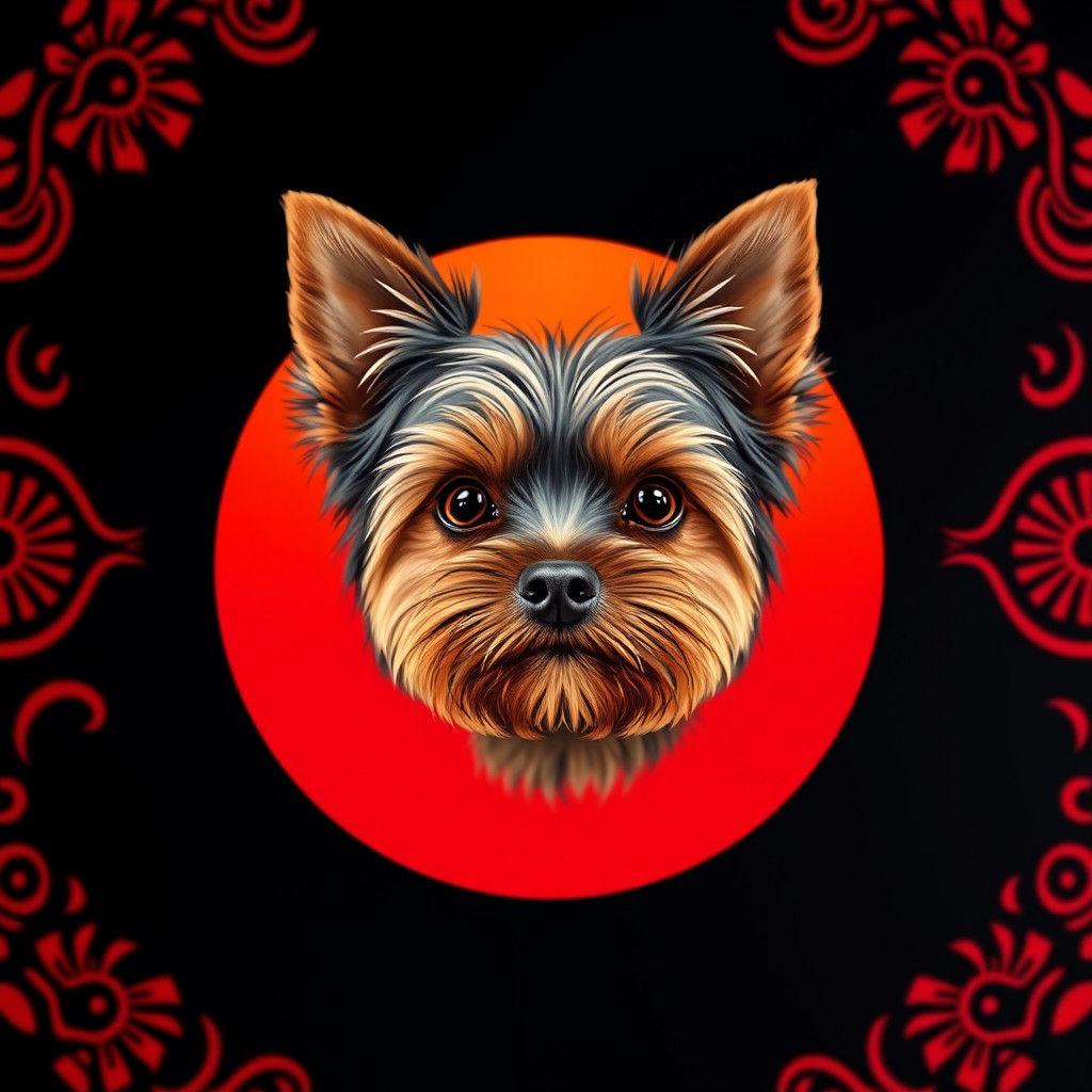 Yorkshire Terrier Head in Tribal Circle, 12K