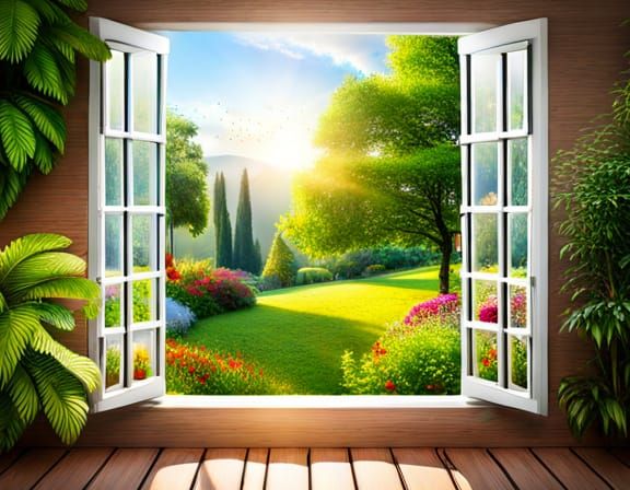 Garden View Through Window