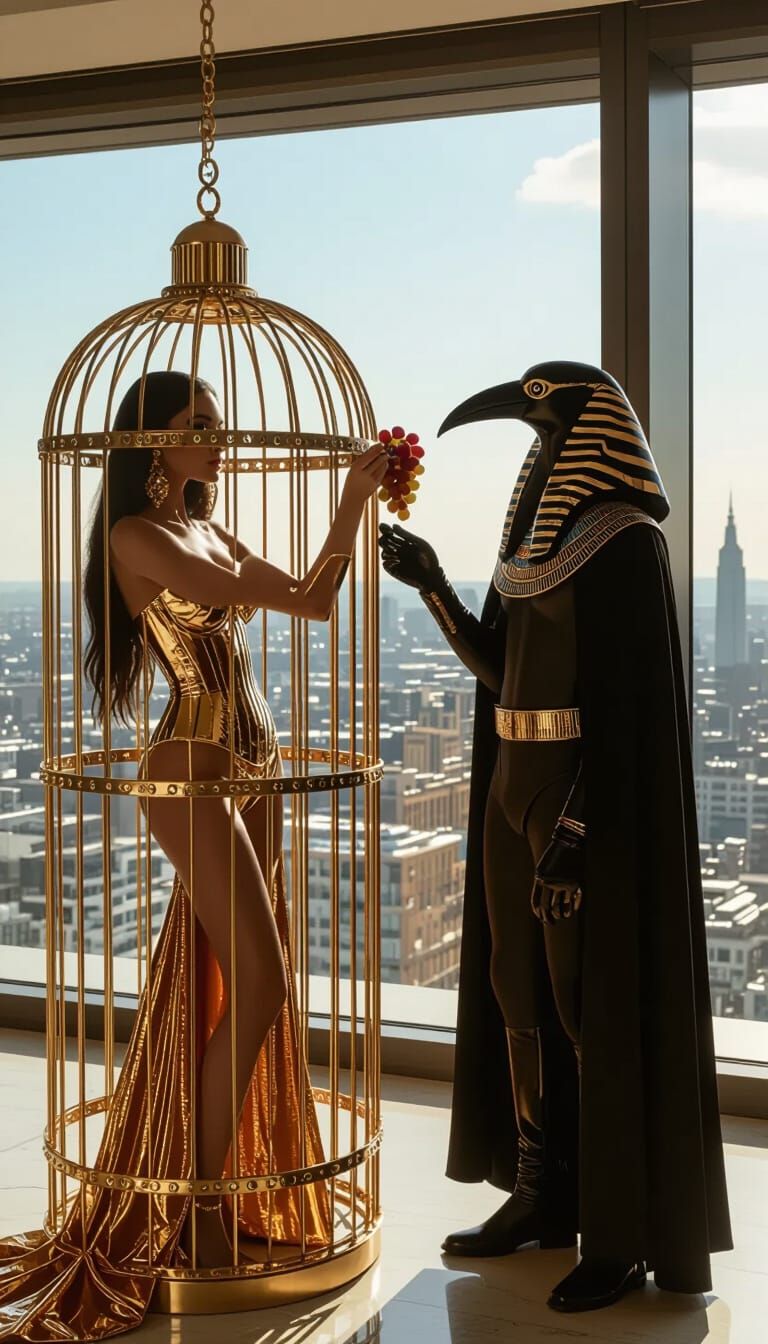 Hathor and Thoth in a Gilded Penthouse