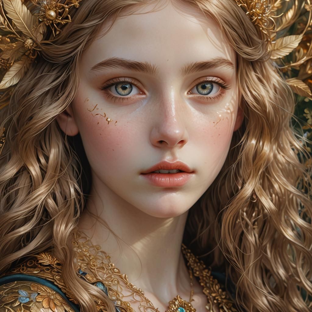 Ethereal Beauty: A Pre-Raphaelite-Inspired Digital Portrait