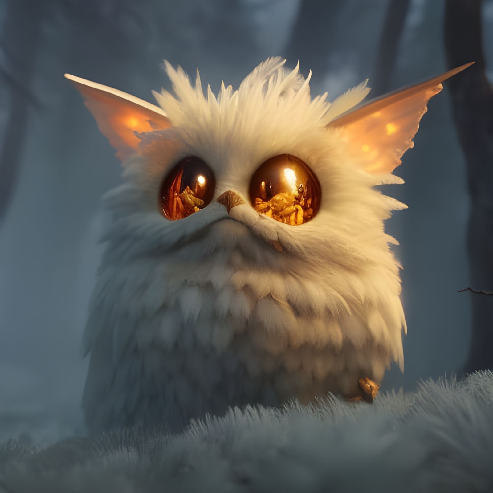 Hyperrealistic Fluffy Monster with Big Eyes, Digital Art