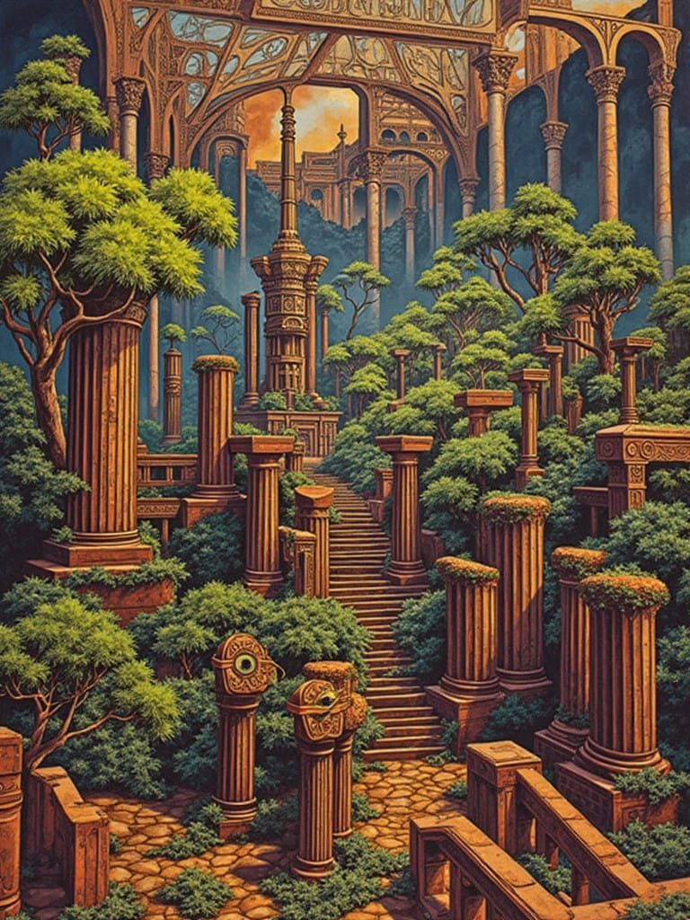 Ancient Metropolis Reclaimed by Nature in Hyper-Detailed Pai...