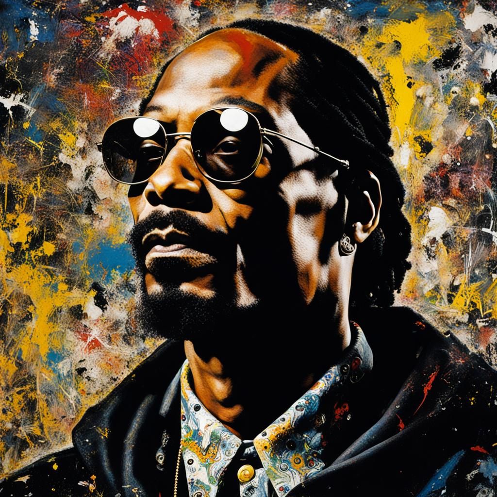 Portrait of Snoop Dogg. AI image prompt in my tutorials!