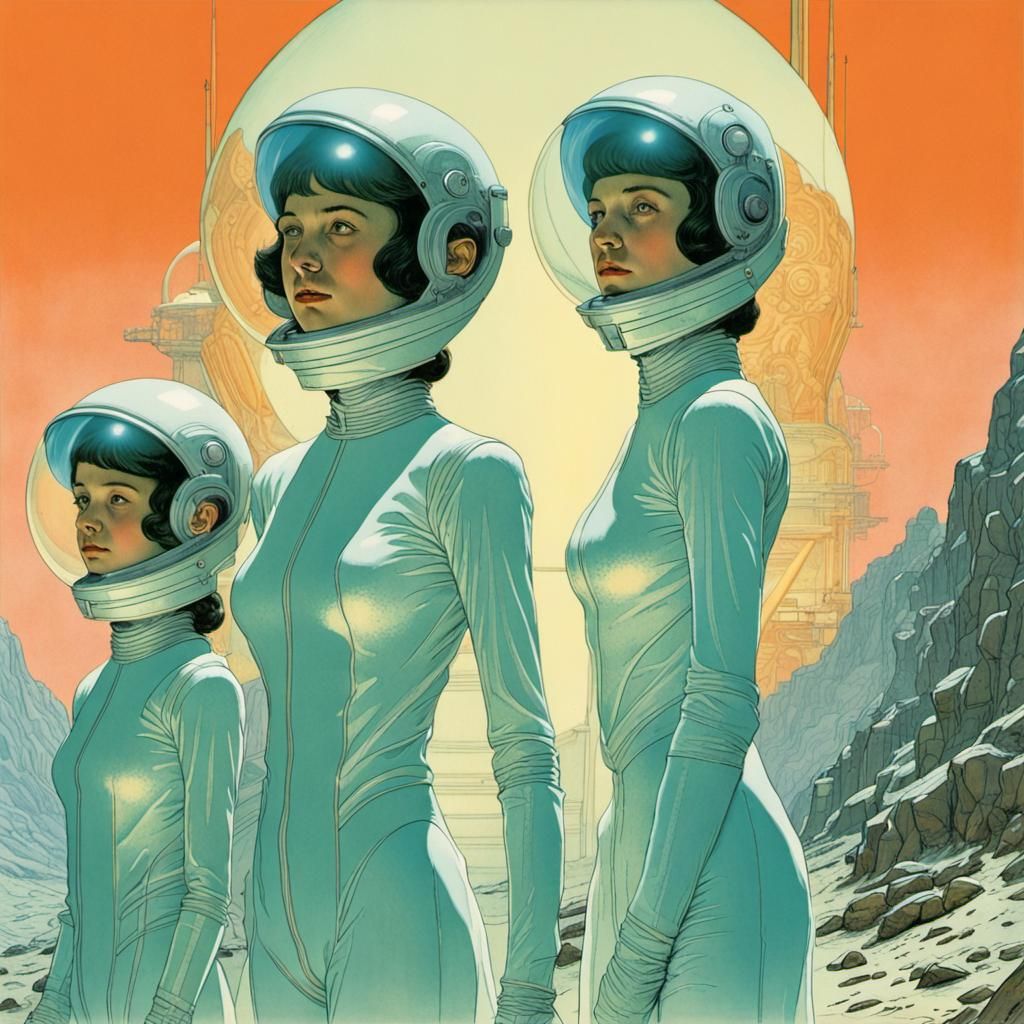 Retrofuturist Sci-Fi Double Exposure Illustration