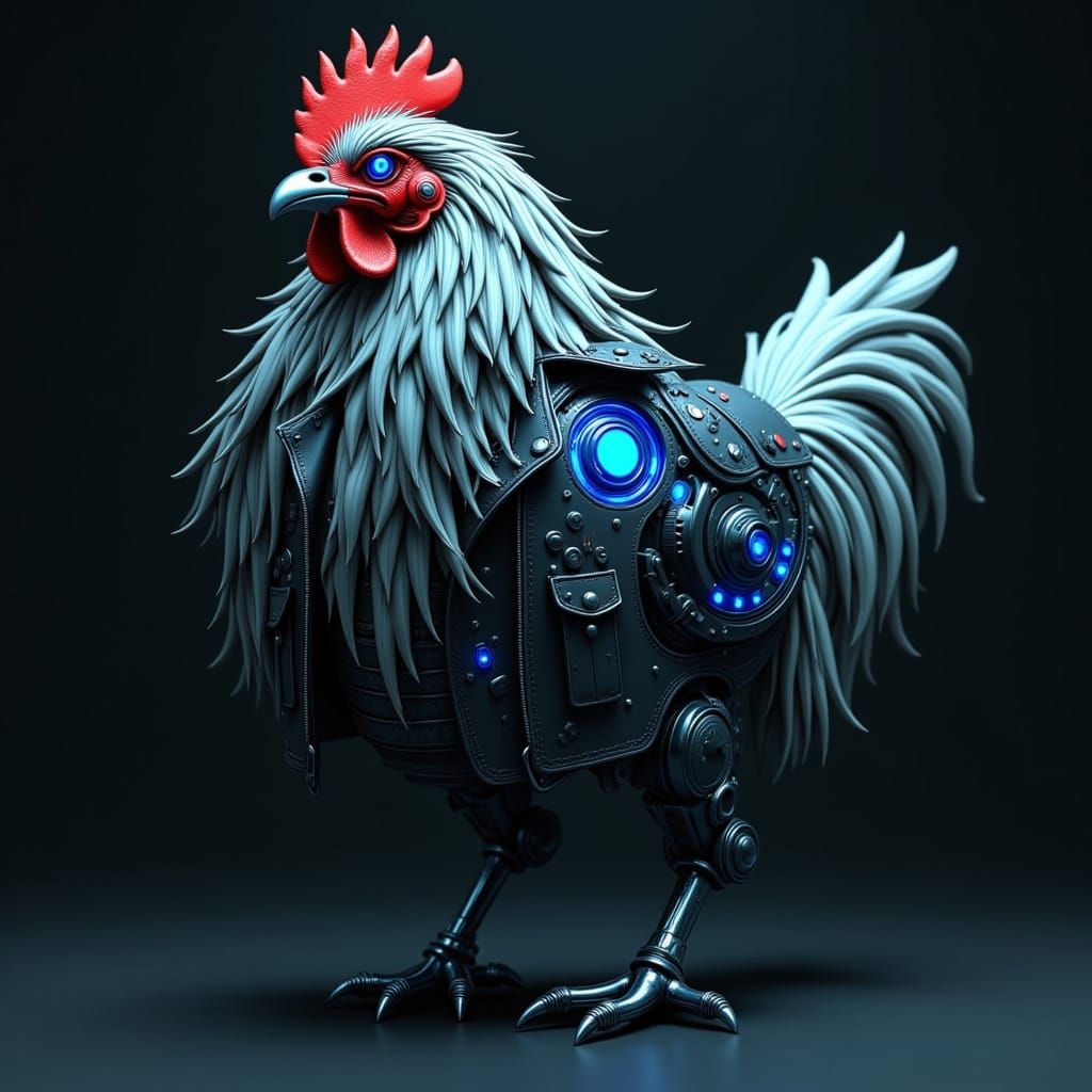 Australian Cyborg Chicken in Dystopian Future Style
