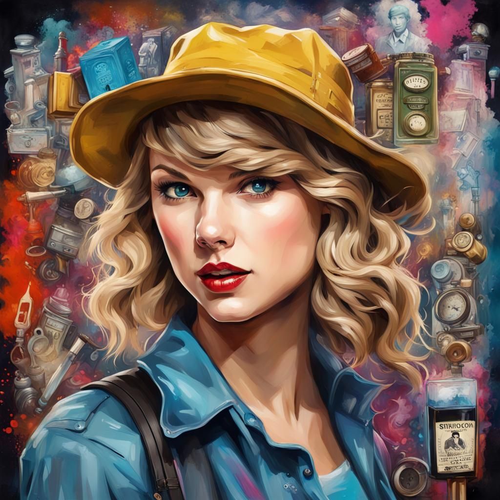 Taylor Swift as Nancy Drew in Graffiti Art