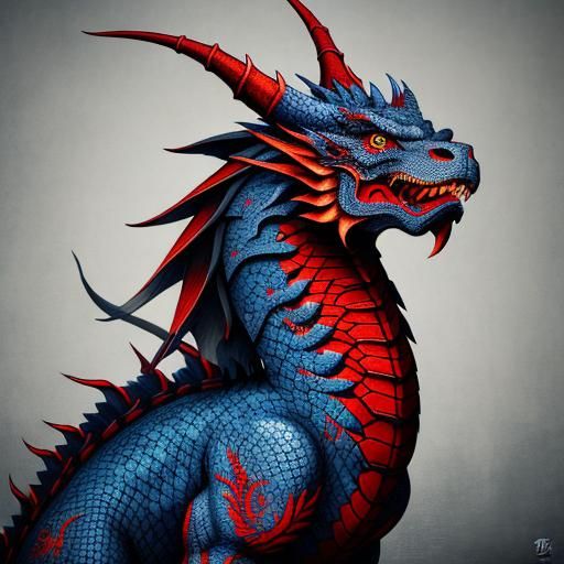 Japanese Dragon Tattoo in Digital Art Style