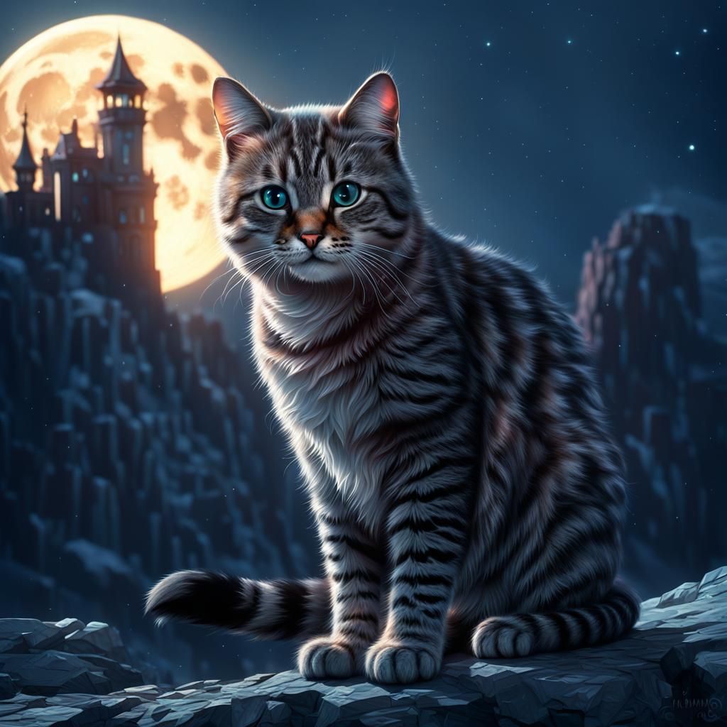 Cute Cat on the Moon: Digital Matte Painting