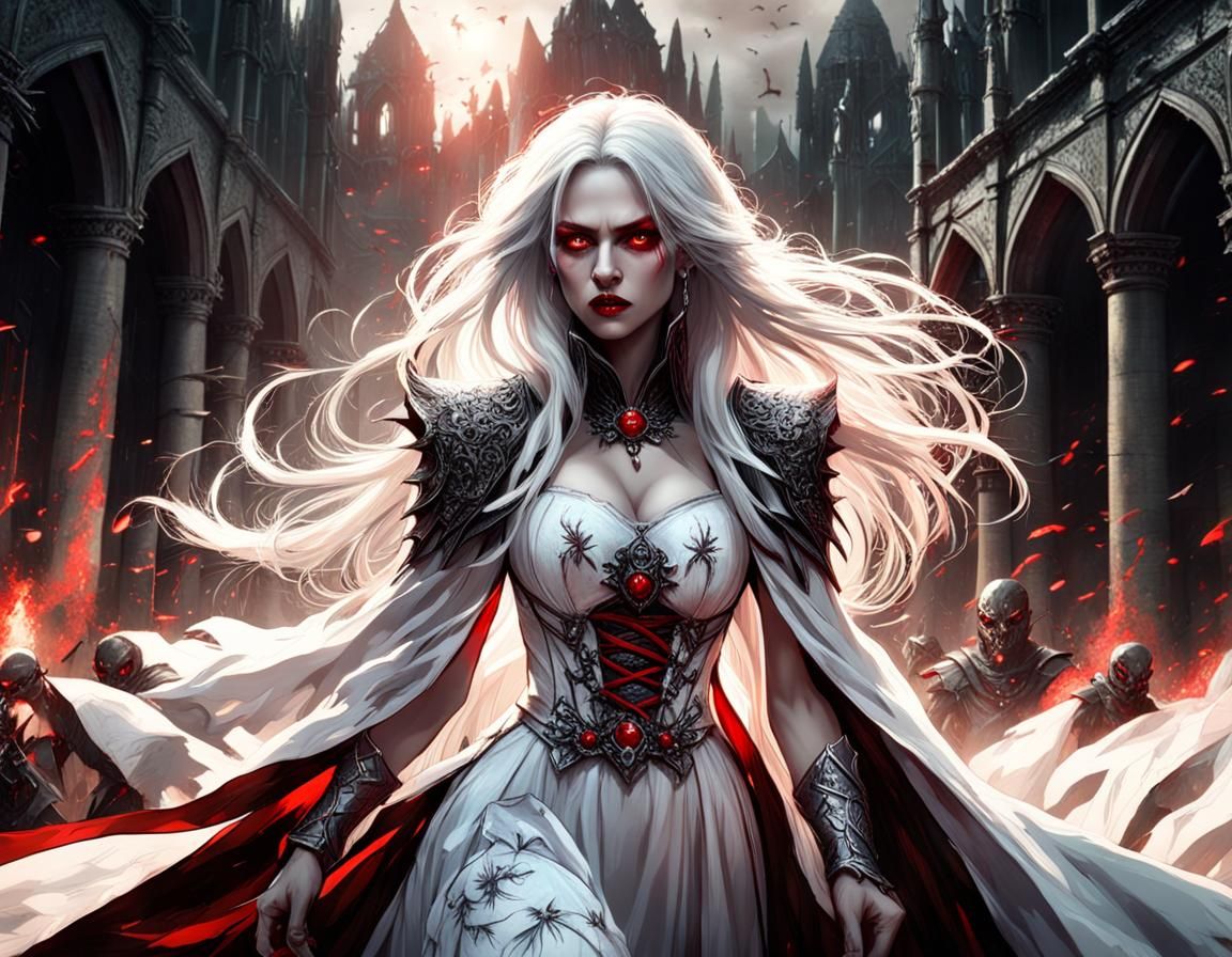 Female Vampire Crushes Holy Soldiers: Digital Matte Painting