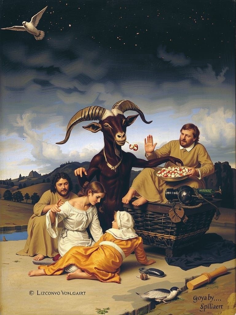 Satanic Cult Receives Candy From Giant Goat