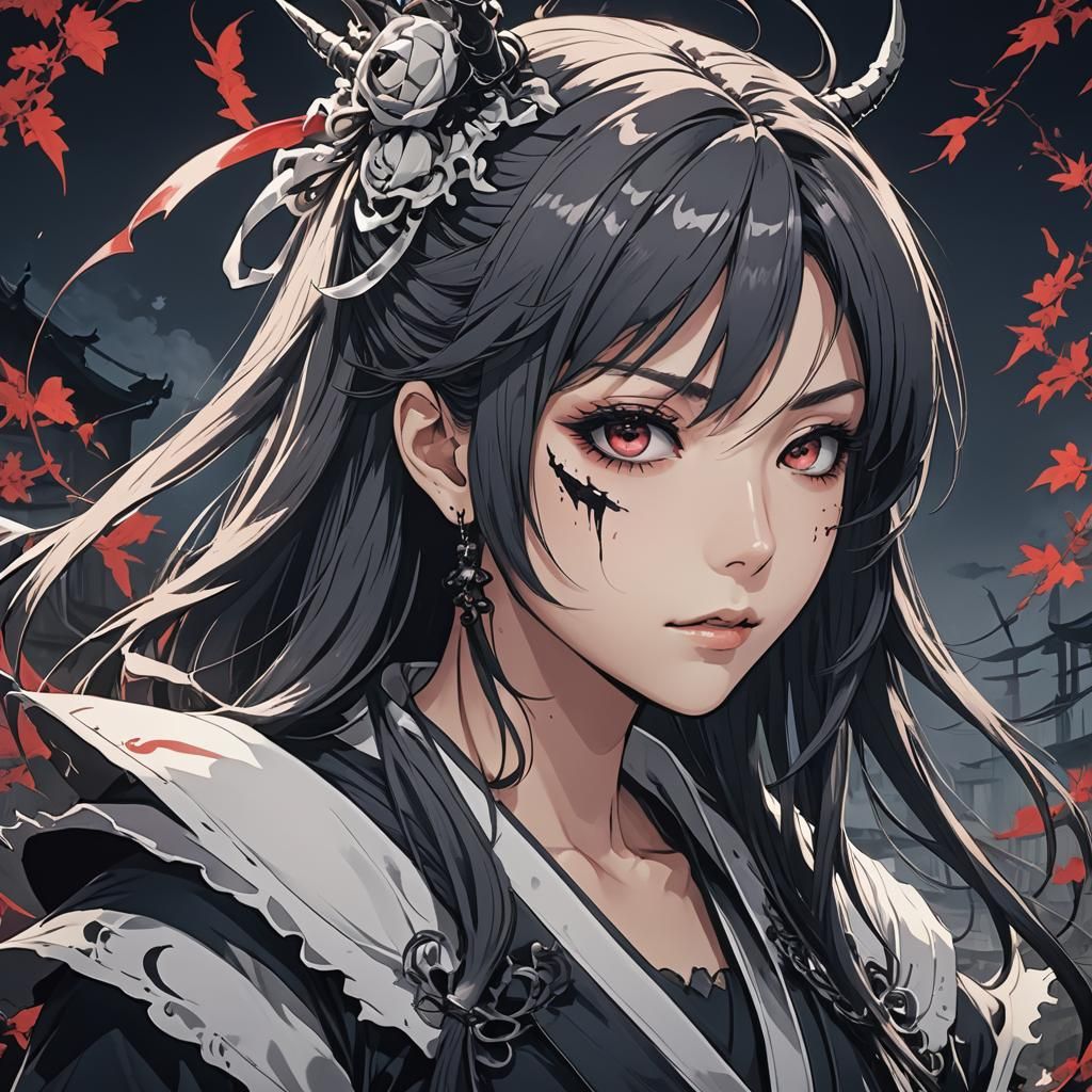 Anime Shinigami Woman in Cel-Shaded Style