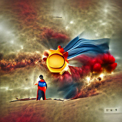 Superman Gazing at the Sun: Photorealistic Illustration