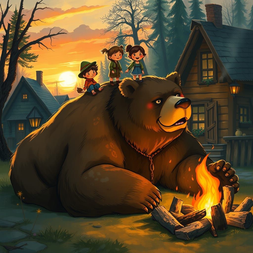 Gentle Giant Bear Protector in Impressionistic Style