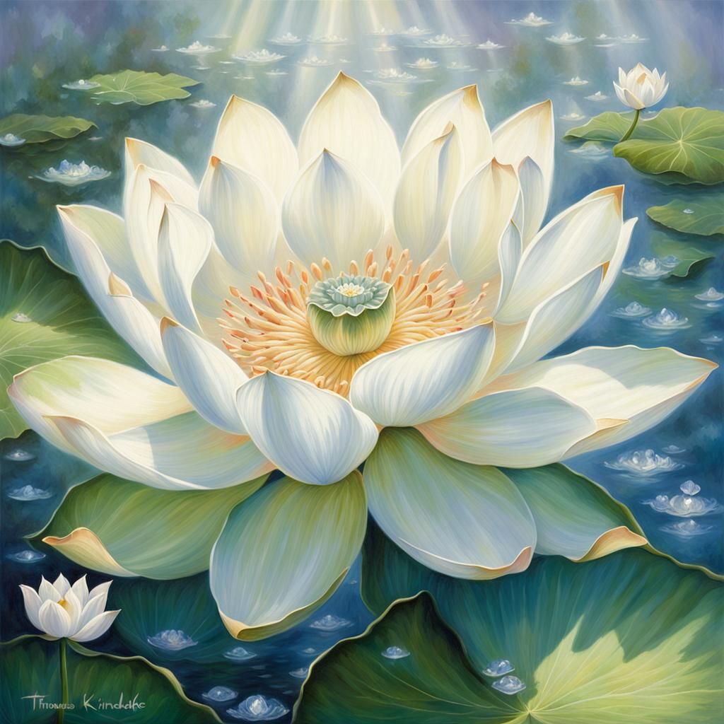 Elegant White Lotus with Diamonds in Fantasy Style