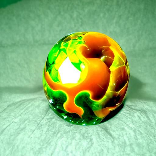 Green and Orange Fractal Resin Sphere