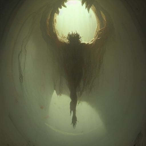 Horrifying Inner Demon Tearing Open, Dark Illustration