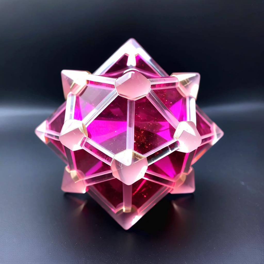 Pink Quartz Dodecahedron and Star Tetrahedron